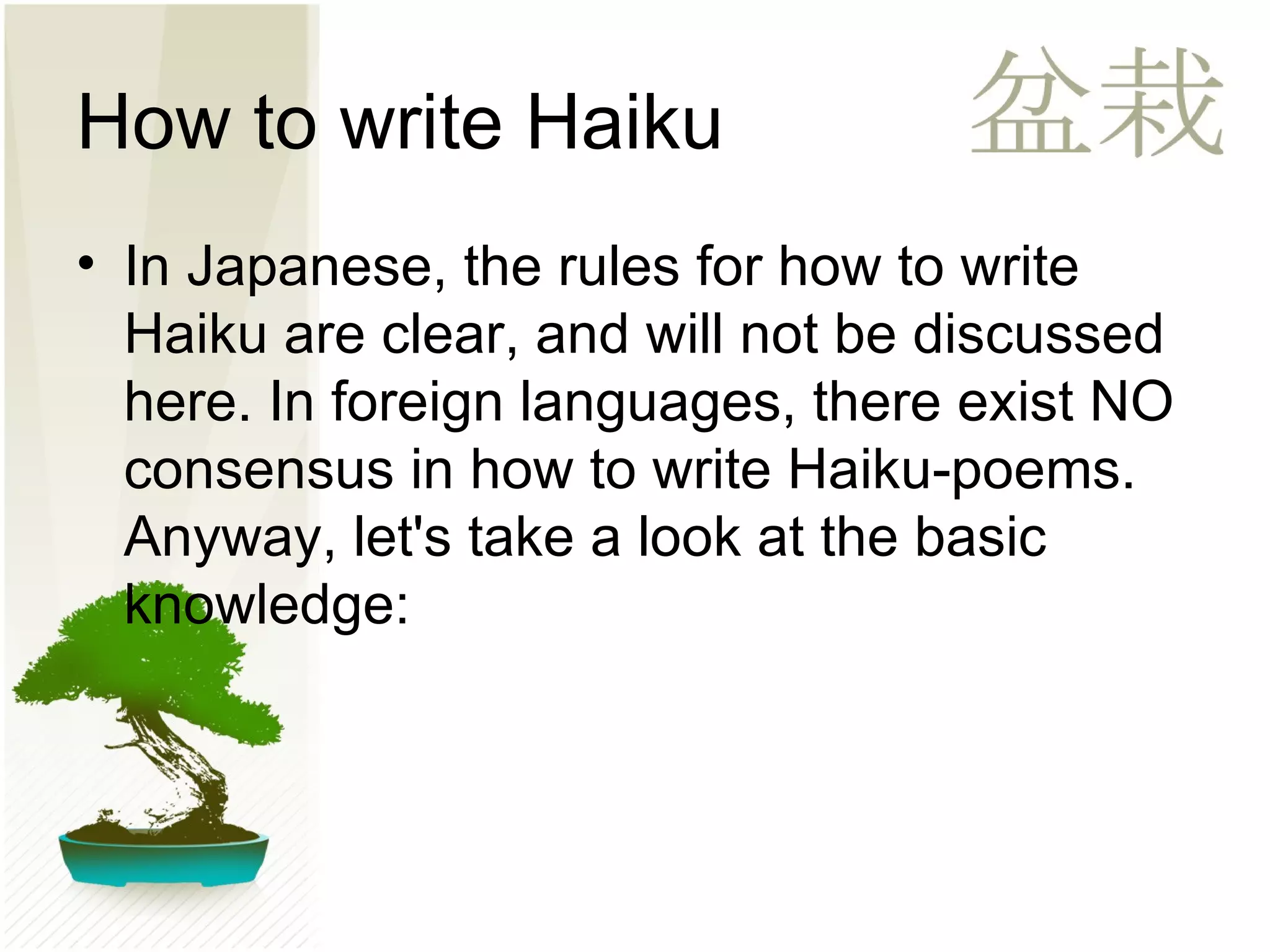 Haiku Rules Examples Haiku | PPT