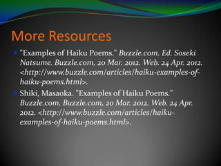 Haiku Objectives Example Haiku | PPTX