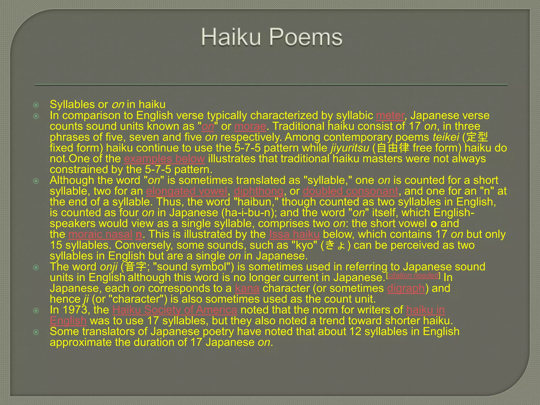 Haiku Poems | PPTX | Poetry | Books and Literature