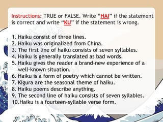 Haiku-Teaching-Powerpoint grade 7 .pptx | Poetry | Books and Literature