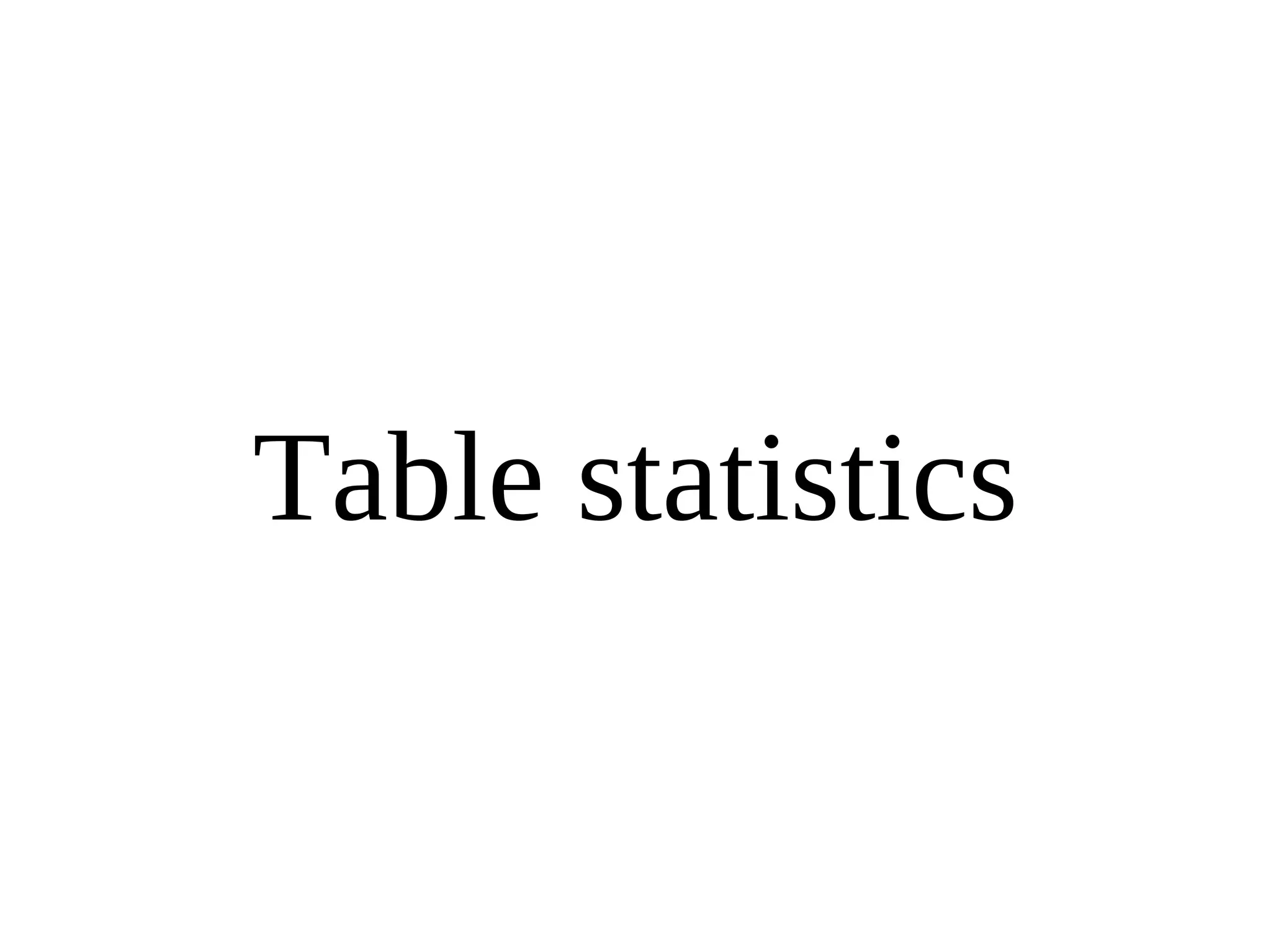 Table statistics 