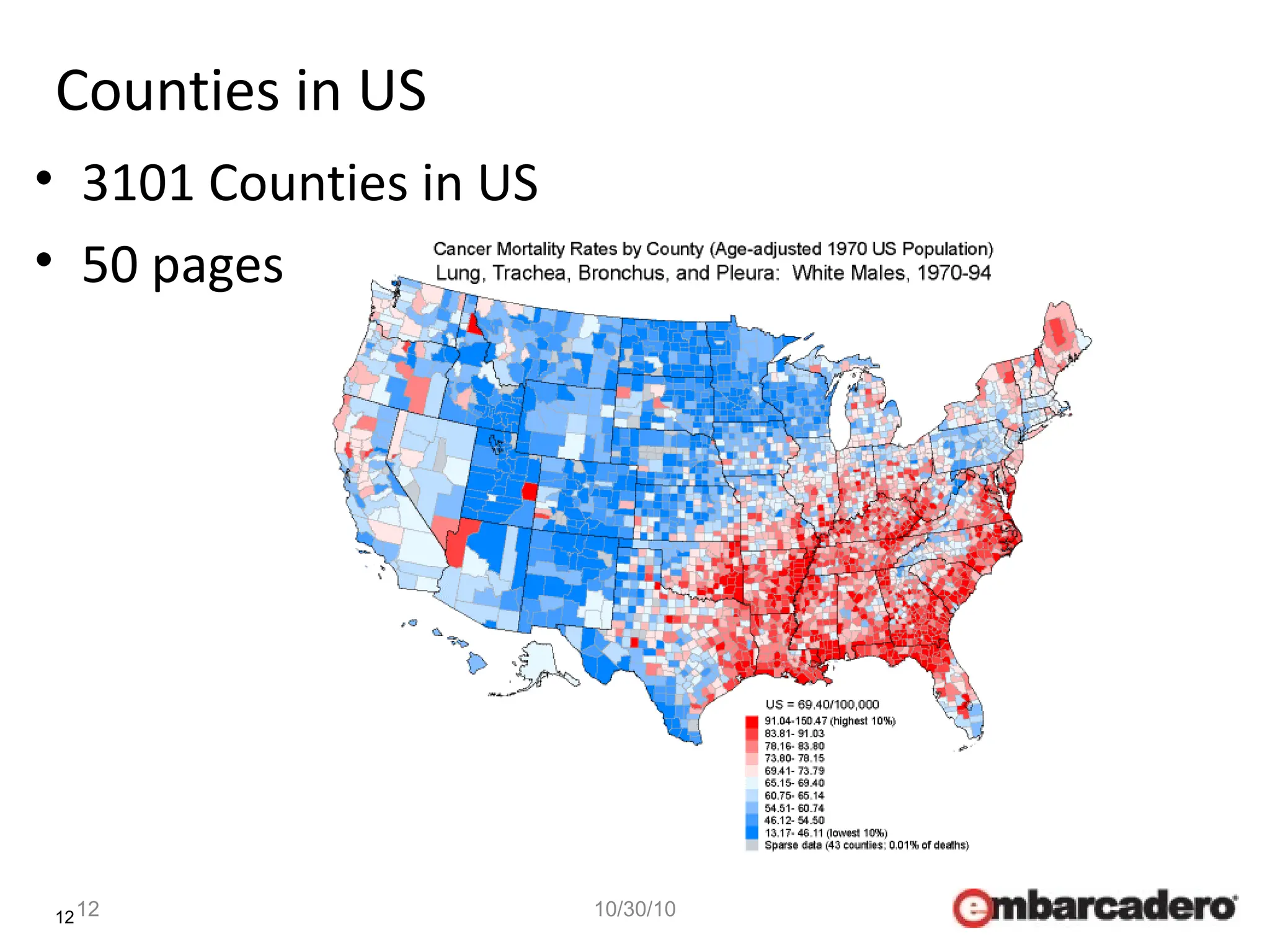 1212 10/30/10
Counties in US
• 3101 Counties in US
• 50 pages
 