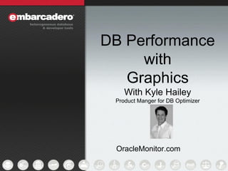 1
DB Performance
with
Graphics
With Kyle Hailey
Product Manger for DB Optimizer
OracleMonitor.com
 