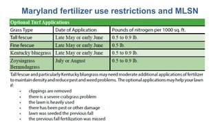 Maryland fertilizer use restrictions and MLSN
 