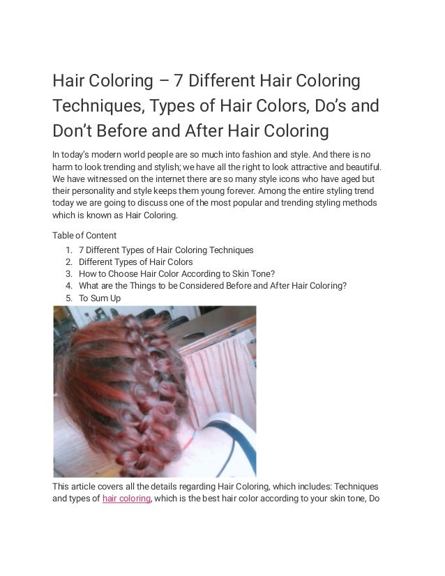 Hair Coloring 7 Different Hair Coloring Techniques, Types of Hair