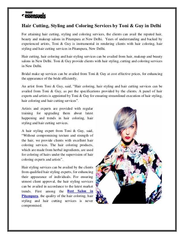 Hair Cutting Styling And Coloring Services By Toni Amp Guy In Delhi