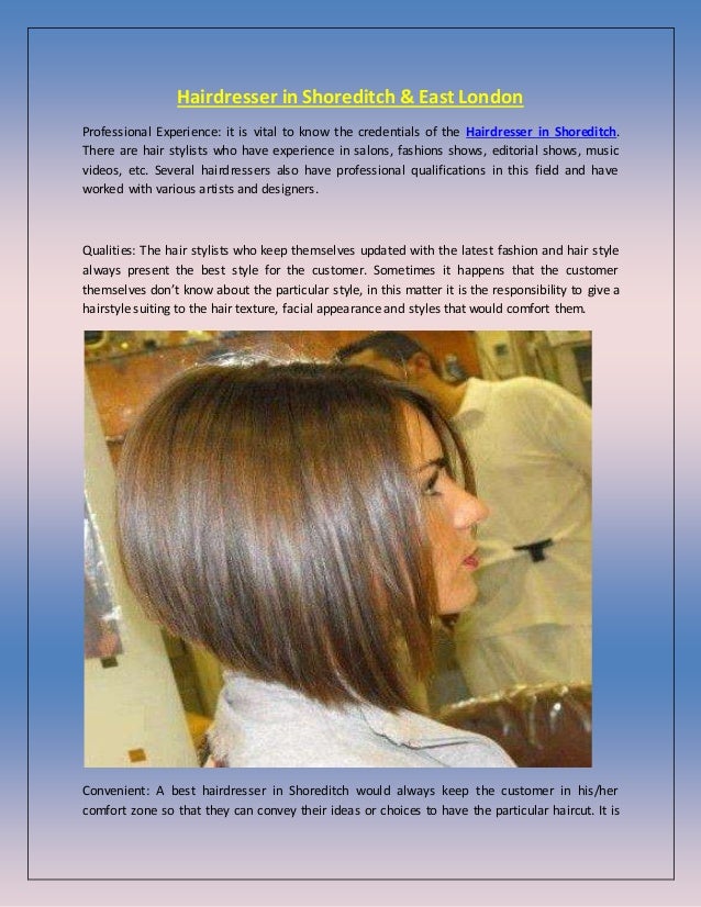 Hairdresser In Shoreditch East London