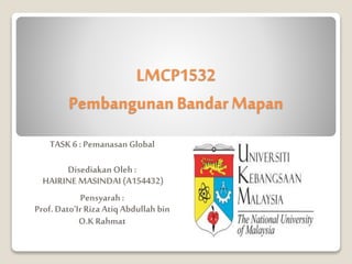 LMCP1532
PembangunanBandarMapan
TASK6 :PemanasanGlobal
Disediakan Oleh:
HAIRINE MASINDAI(A154432)
Pensyarah:
Prof. Dato’Ir Riza Atiq Abdullah bin
O.K Rahmat
 