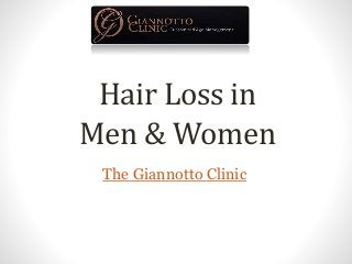 Hair Loss in 
Men & Women 
The Giannotto Clinic 
 