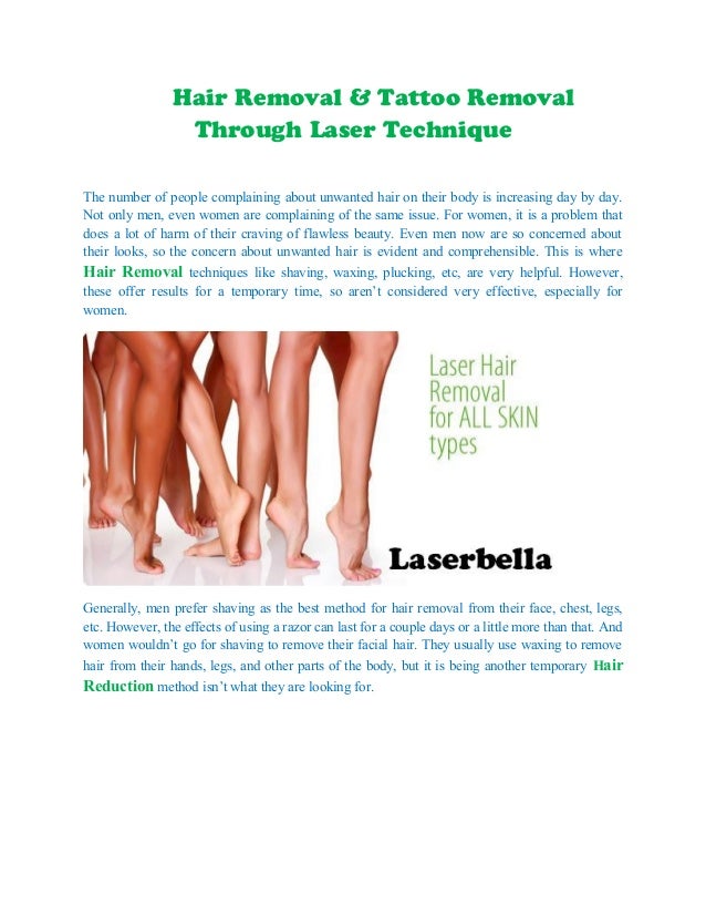 Hair removal & tattoo removal through laser technique