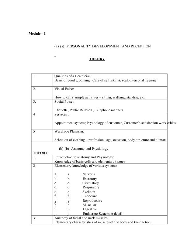 Hair & skin care syllabus