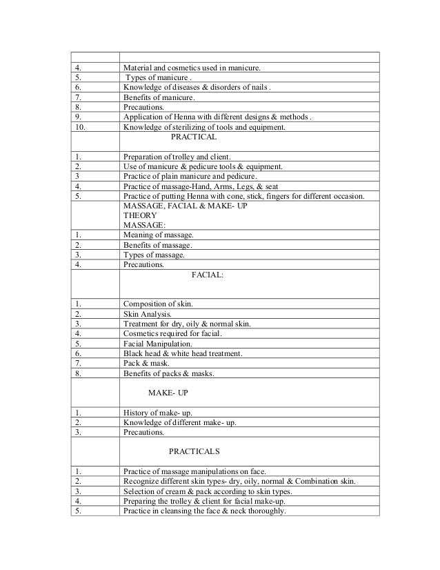 Hair & skin care syllabus