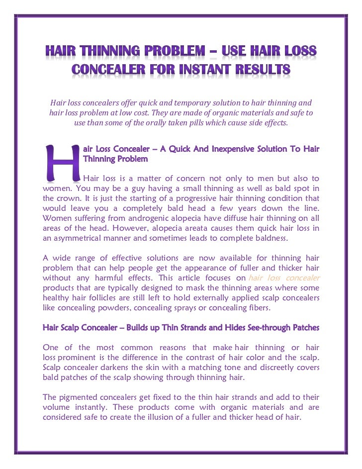 Hair Thinning Problem Use Hair Loss Concealer For Instant Results