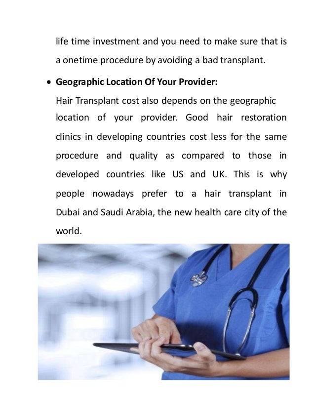 Hair Transplant Cost in Saudi Arabia and Dubai