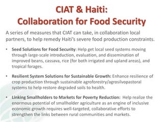 A strategy to improve livelihoods and restore degraded lands in Haiti