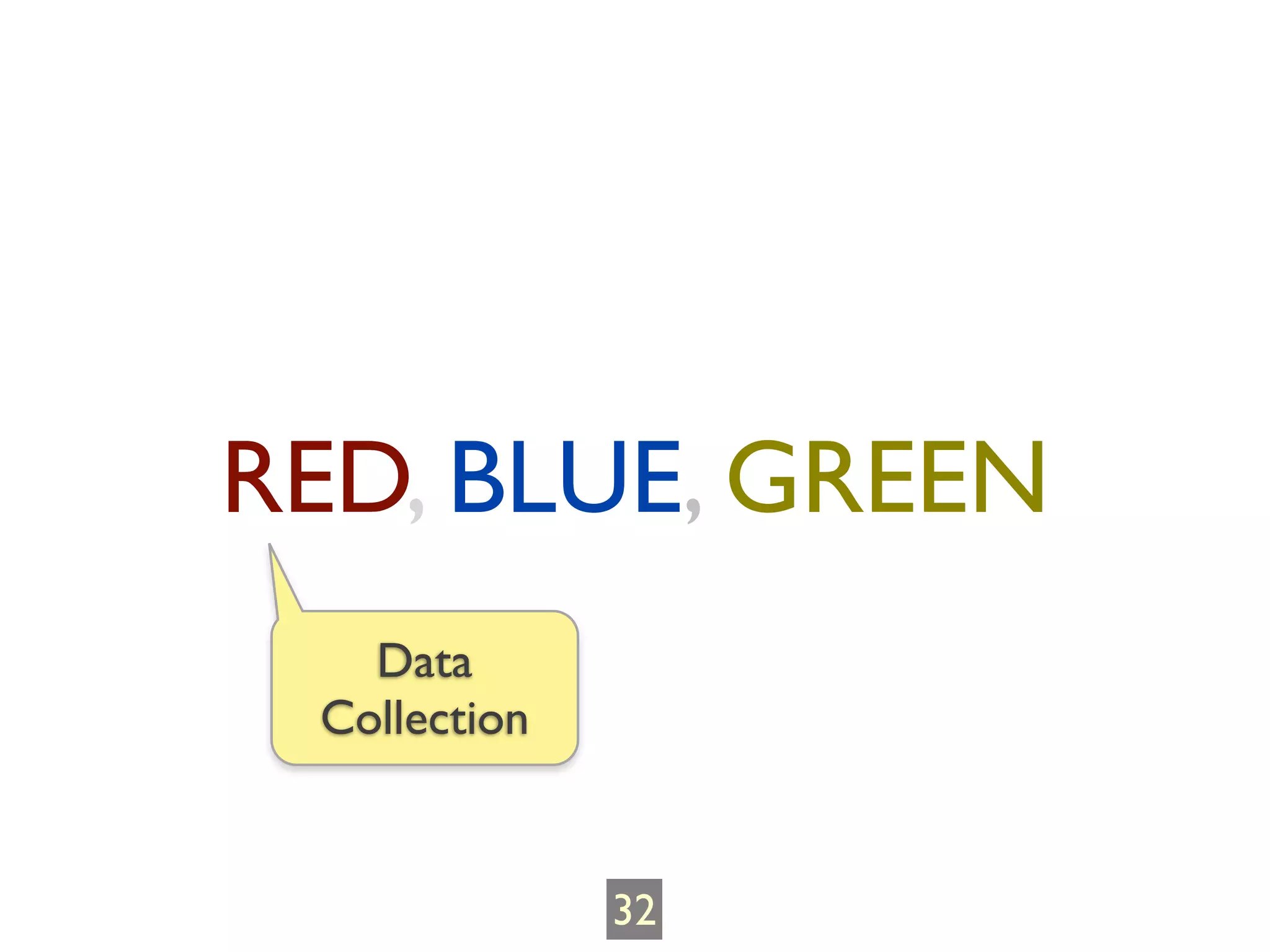 RED, BLUE, GREEN
   Data
 Collection


              32
 
