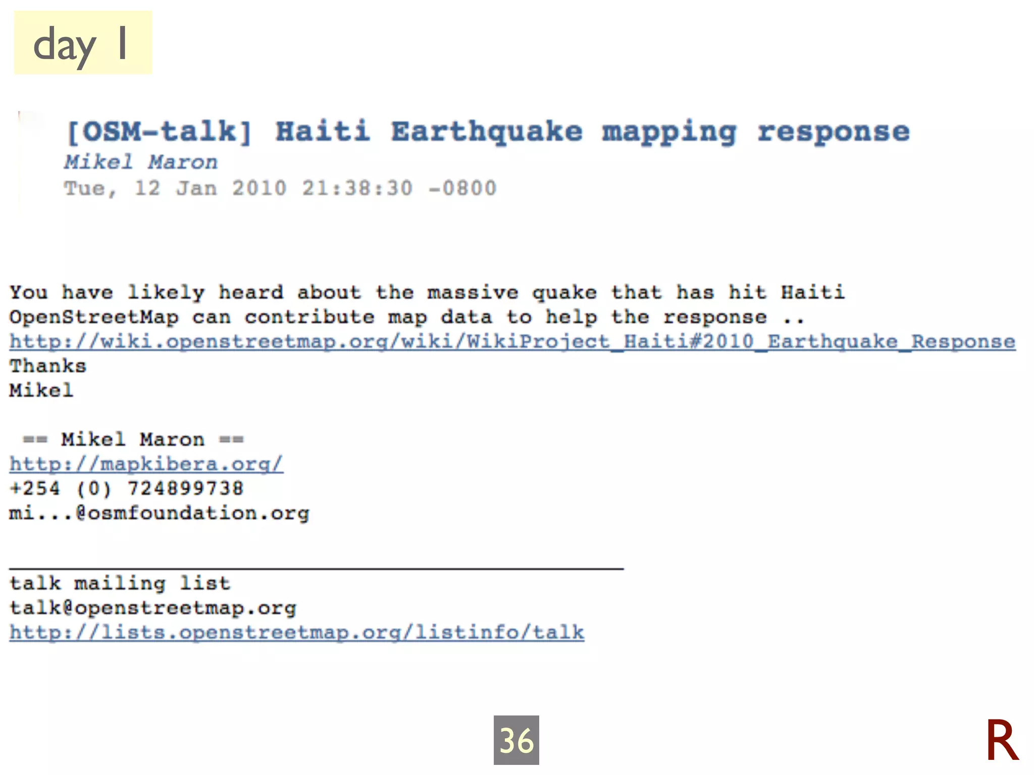 day 1




        36   R
 