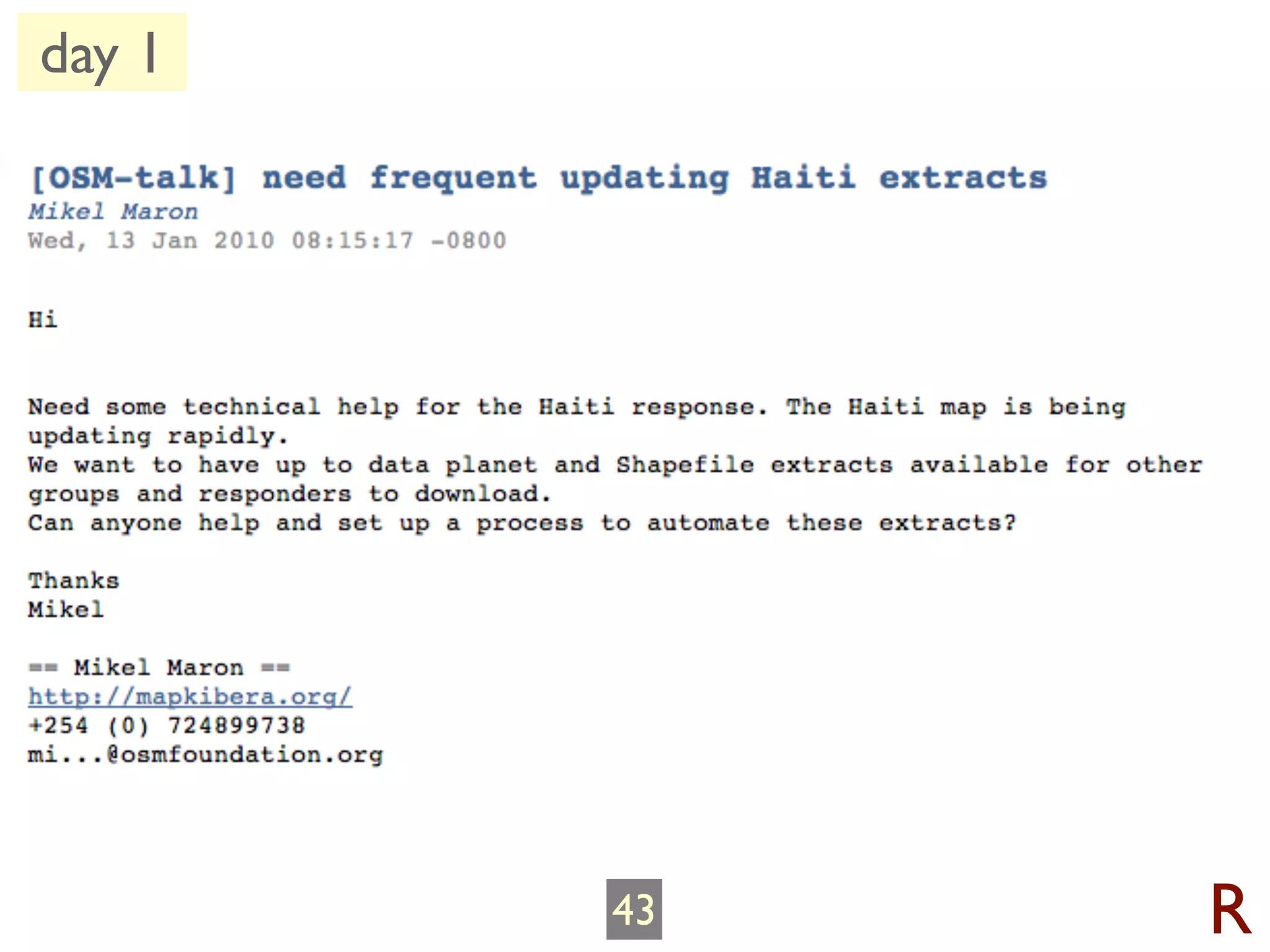 day 1




        43   R
 