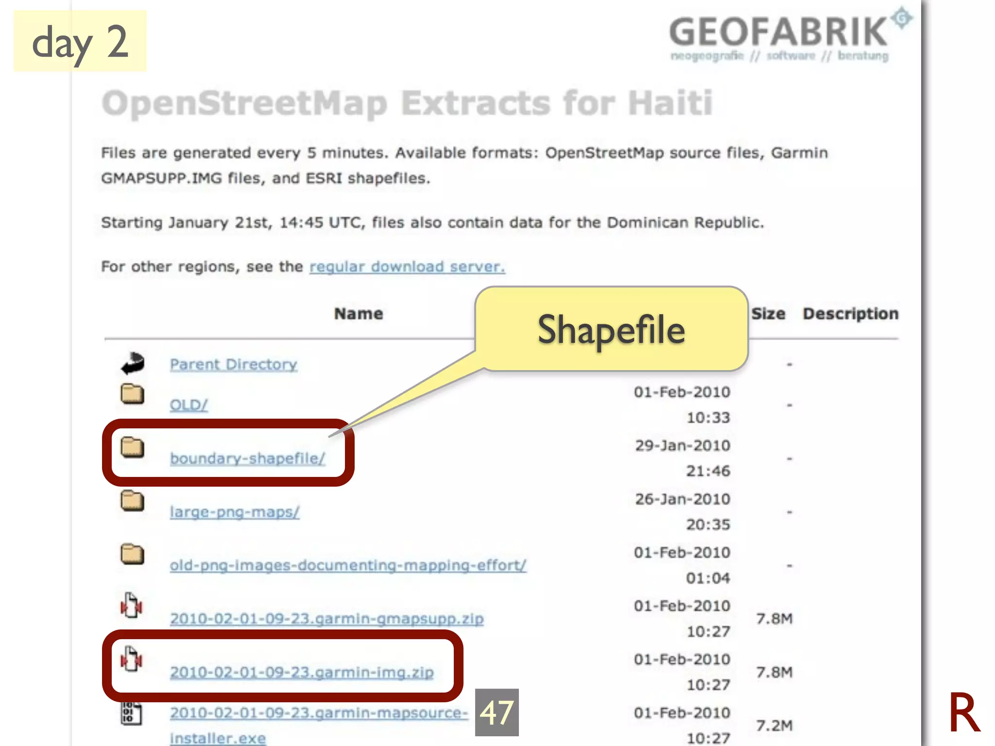 day 2




             Shapeﬁle




        47              R
 