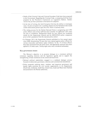 REPORT OF THE SECRETARY GENERAL ON THE UNITED NATIONS STABILIZATION MISSION IN HAITI, MARCH 2014