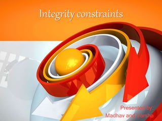 Integrity constraints
Presented by:
Madhav and Varsha
 