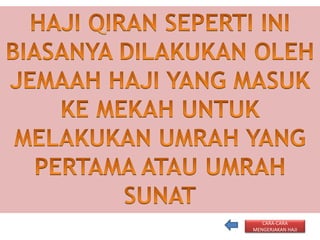 CARA-CARA
MENGERJAKAN HAJI
 