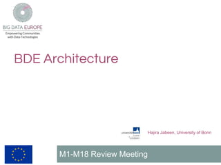 Hajira Jabeen, University of Bonn
M1-M18 Review Meeting
BDE Architecture
 