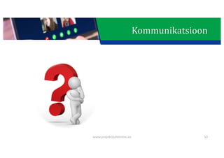 This presentation uses a free template provided by FPPT.com
www.free-power-point-templates.com
Kommunikatsioon
50
www.projektijuhtimine.ee
 