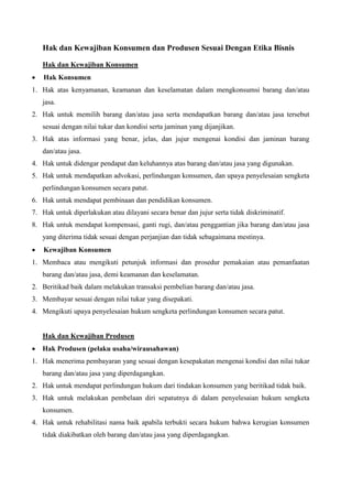 Hak Kewajiban Konsumen Dan Produsen Sesuai Dengan Etika Bisnis
