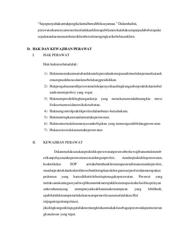 Hak dan kewajiban perawat