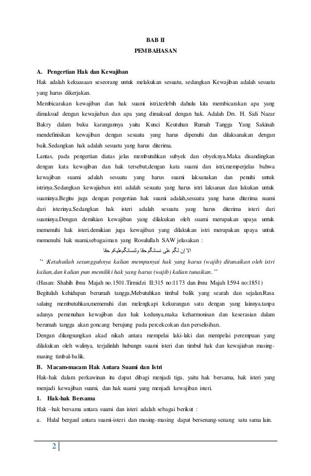Hak dan kewajiban suami terhadap istri