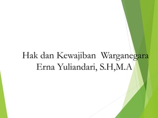 Hak dan Kewajiban Warganegara
Erna Yuliandari, S.H,M.A
 