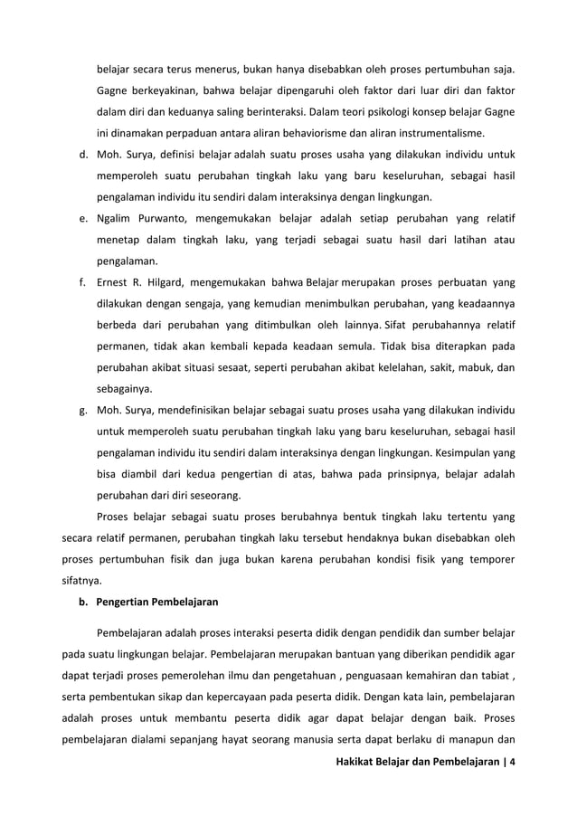Hakikat Belajar dan Pembelajaran