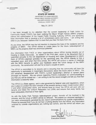 Hakim ouansafi letter to tenants