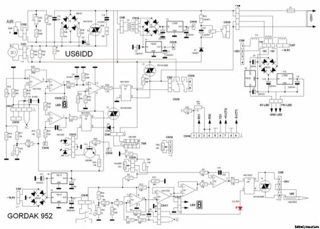 hakko 936 gordak 952 diy analog soldering station schematic hakko 936 gordak 952 diy analog soldering station schematic