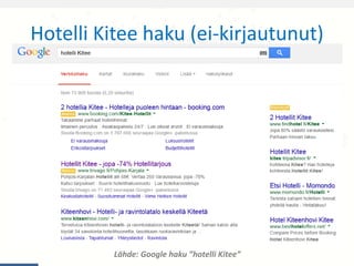 Hotelli Kitee haku (ei-kirjautunut)
Lähde: Google haku ”hotelli Kitee”
 