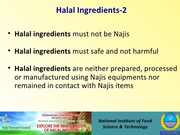 Halal ingredients in food processing