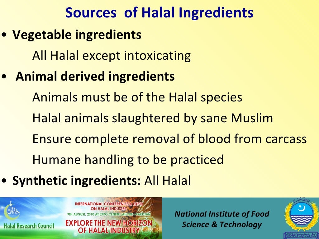 Halal ingredients in food processing
