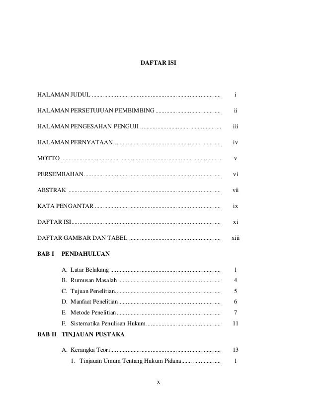 Contoh skripsi fakultas ekonomi pembangunan Contoh Daftar Isi Skripsi Hukum Pidana - Pejuang Skripsi