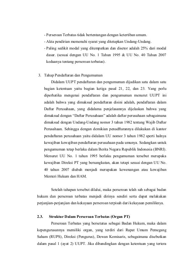Perseroan Terbatas Proses Pendirian Pt