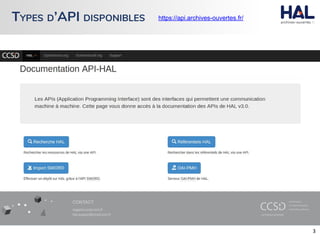 TYPES D’API DISPONIBLES https://api.archives-ouvertes.fr/
 