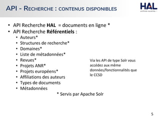 •
•
•
•
•
•
•
•
•
•
•
•
API - RECHERCHE : CONTENUS DISPONIBLES
 