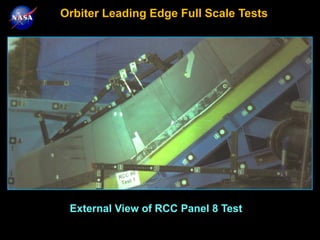 Orbiter Leading Edge Full Scale Tests




 External View of RCC Panel 8 Test
 