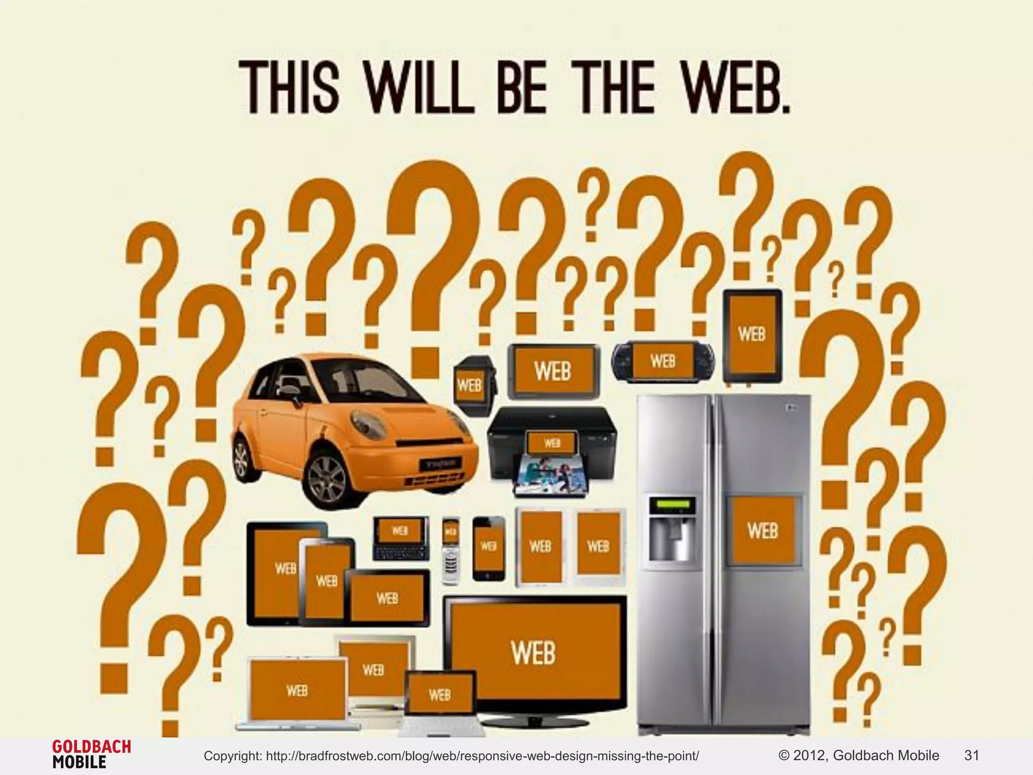 Copyright: http://bradfrostweb.com/blog/web/responsive-web-design-missing-the-point/   © 2012, Goldbach Mobile   31
 