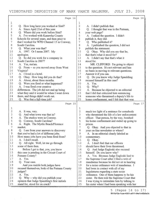 motion for summary judgment by kanawha stone containing the depositio