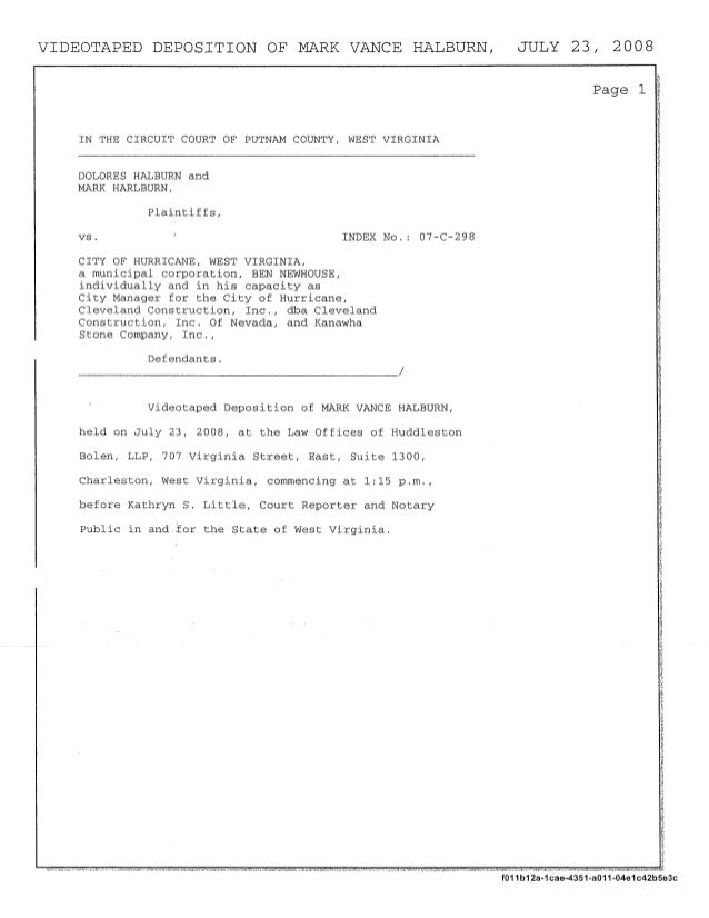 motion for summary judgment by kanawha stone containing the depositio