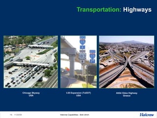Transportation:  Highways Attiki Odos Highway Greece Chicago Skyway USA I-35 Expansion (TxDOT) USA 
