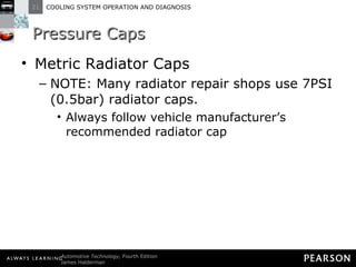 Pressure Caps Metric Radiator Caps NOTE: Many radiator repair shops use 7PSI (0.5bar) radiator caps. Always follow vehicle manufacturer’s recommended radiator cap 