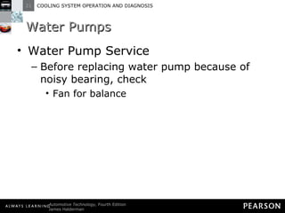 Water Pumps Water Pump Service Before replacing water pump because of noisy bearing, check Fan for balance 