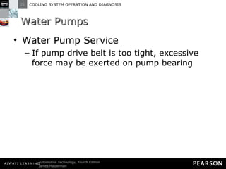 Water Pumps Water Pump Service If pump drive belt is too tight, excessive force may be exerted on pump bearing 
